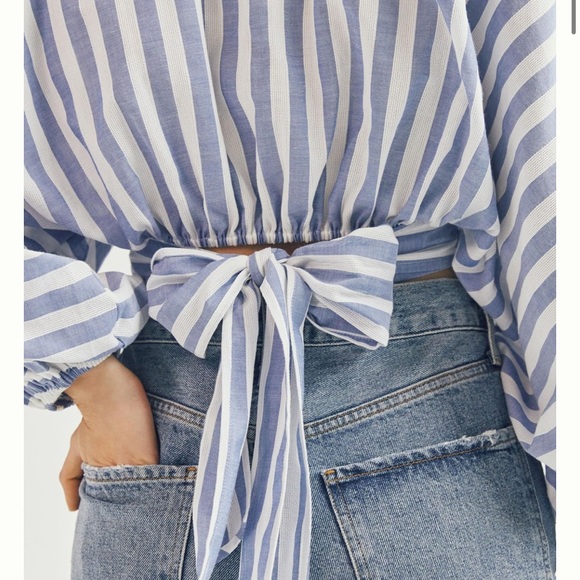 🔥Dolan by Anthropologie beautiful striped blue white top size S - Picture 4 of 11